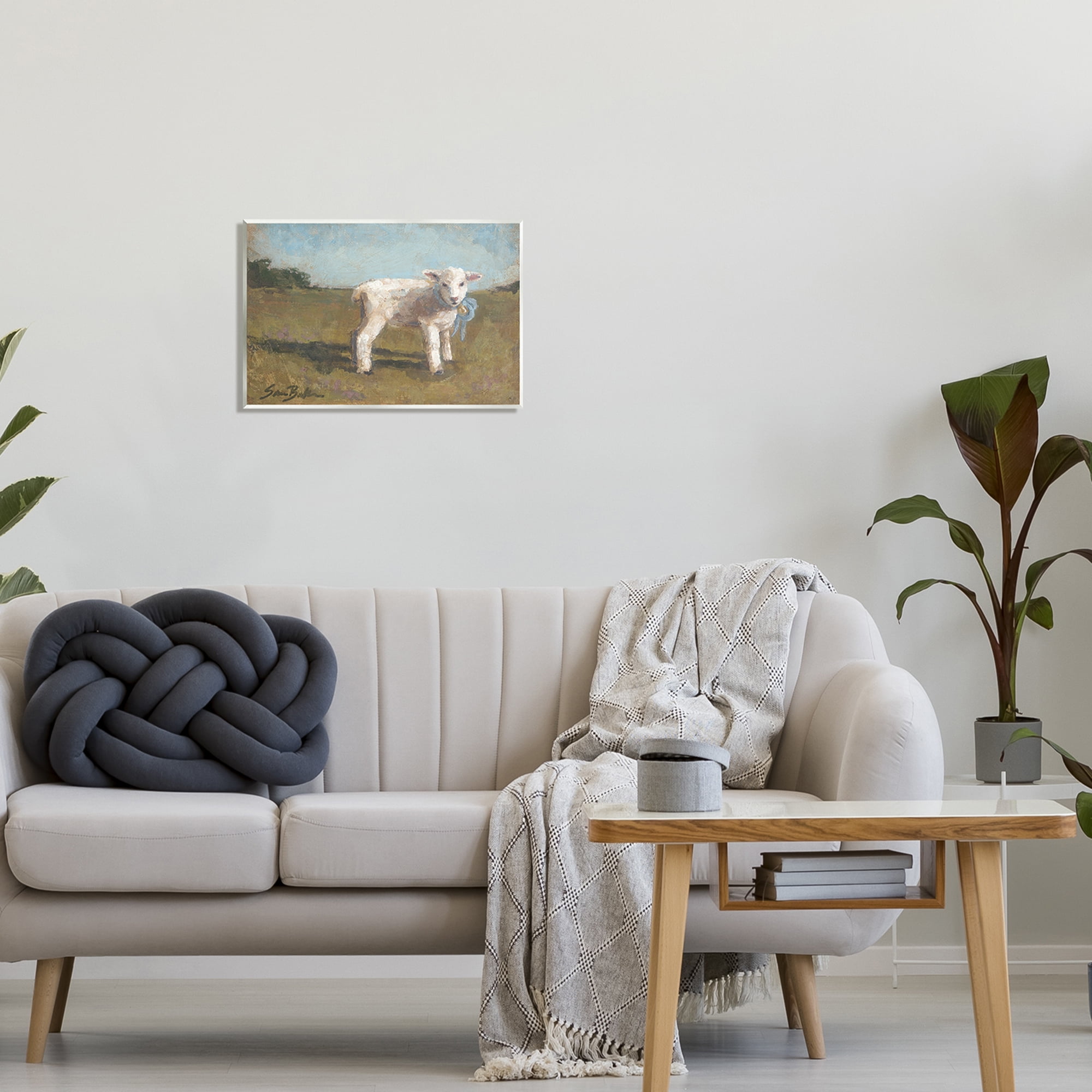 Stupell Farmhouse Baby Lamb Painting Animals & Insects Painting Wall Plaque Unframed Art Print Wall Art