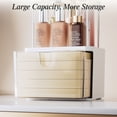 thumbnail image 3 of DELAMU 2 Layer Makeup Organizer with Drawer, Makeup Storage Bathroom Vanity Lipstick Brush Holder Skincare Organizer, Clear White, 3 of 9