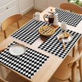 thumbnail image 5 of Black White Plaid Placemats Set of 12 Modern Minimalist Geometric Checkered Place Mats Indoor Wipeable Table Mats Washable Cloth Dining Table Placemats for Kitchen Holiday Party Home Decor 13x19 Inch, 5 of 9