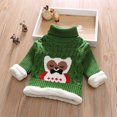 thumbnail image 2 of Odeerbi Toddler Boys Girls Fleece Lined Turtleneck Sweater Winter Thermal Cable Knit Sweater 1-12 Years Kids Owl Print Loose Velvet Sweater Long Sleeve Sweater Toddler Clothes Green, 2 of 4