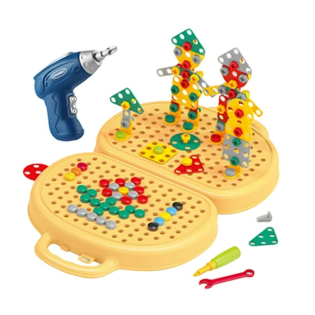 Caja de herramientas de juego, rompecabezas de mosaico, juguete con taladro, juguetes de ingeniería de simulación, juego de herramientas de tornillos, Perro