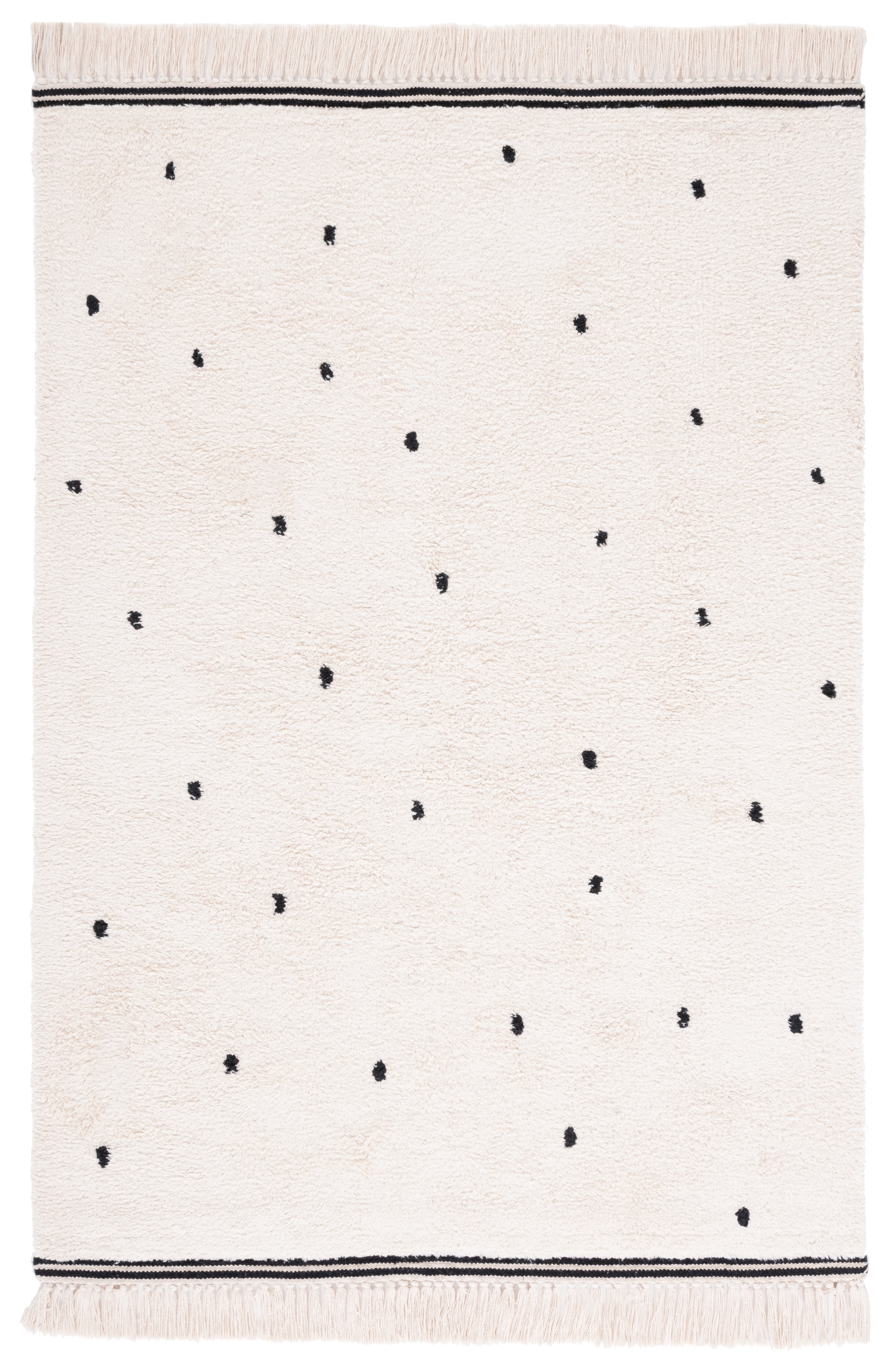 SAFAVIEH Easy Care Leptis Polka Dots Area Rug, 3' x 5', Ivory/Black