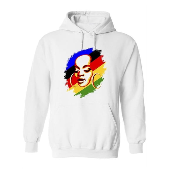 Woman With Big Earrings Hoodie Women -Image by Shutterstock, Female Small
