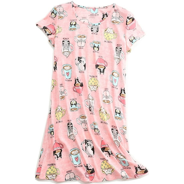 Lu's Chic Women's Cotton Nightgowns & Sleepshirts Summer Soft Sleep ...