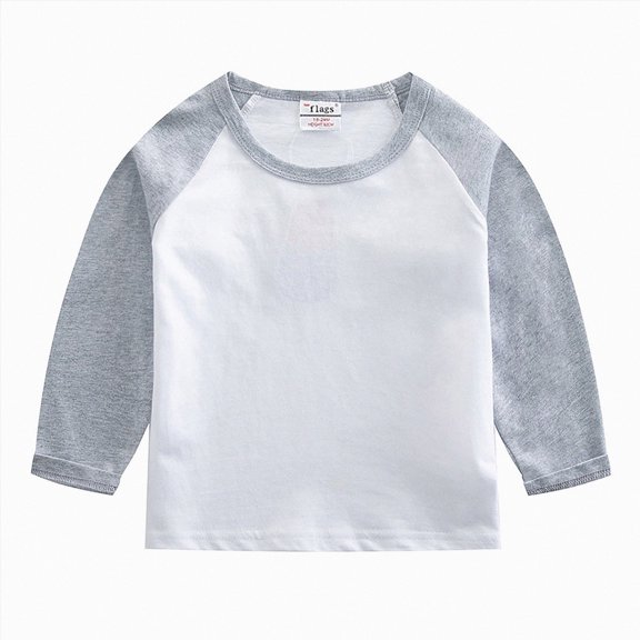 enyan Kids Girls T Shirts Casual Raglan Long Sleeve Tee Crewneck Color Block Cute Fall Blouses Tops(Grey,11-12 Years)