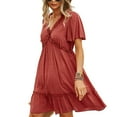 thumbnail image 1 of Womens Short Sleeve Maternity Dress V Neck Swiss Dots Summer Flowy Dress, 1 of 4