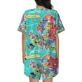 thumbnail image 6 of Haiem Cartoon Map Of Europe Pattern Pajama Set for Women 2 Piece Lounge Set Short Sleeve Tops and Shorts Soft Sleepwear-XX-Large, 6 of 7