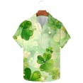 thumbnail image 5 of Ceisia Men's St. Patrick's Day Watercolor Four-Leaf Clover Print Short Sleeve Turndown Collar Stretch Casual Shirt Green XL Gifts, 5 of 5