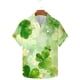 thumbnail image 5 of Ceisia Men's St. Patrick's Day Watercolor Four-Leaf Clover Print Short Sleeve Turndown Collar Stretch Casual Shirt Green XL Gifts, 5 of 5