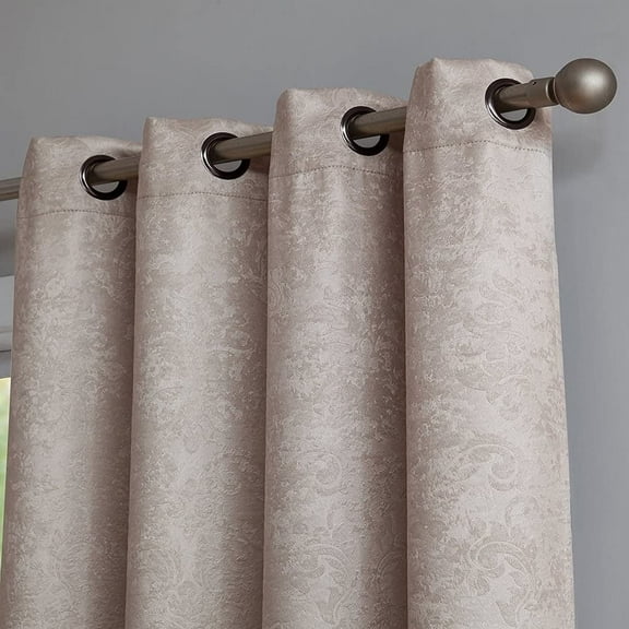 Warm Home Designs 1 Pair of 54 x 84 Beige Ivory Blackout Curtains with Embossed Textured Damask Pattern. EV Ivory 2x54x84