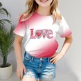 thumbnail image 2 of Gerichy Girls Graphic Print T-Shirt Girls Valentines Day Shirts Fashion Valentines Day Cute Valentines Printed Short Sleeve Crewneck Summer Tops, 2 of 4