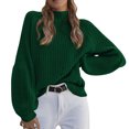 thumbnail image 1 of Aocisk Chandails à Col Roulé pour Femmes, Manches Longues, Tricot, Chandail, Hauts, Coupe Ajustée, Décontracté, Confortable, Automne Hiver, Vert, P, 1 of 5