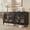 Black, variant on Laisnet 59" Mid-Century Sideboard Buffet with 4 Arched Glass Doors, Vintage Wood Credenza Coffee Bar Storage Cabinet, Green