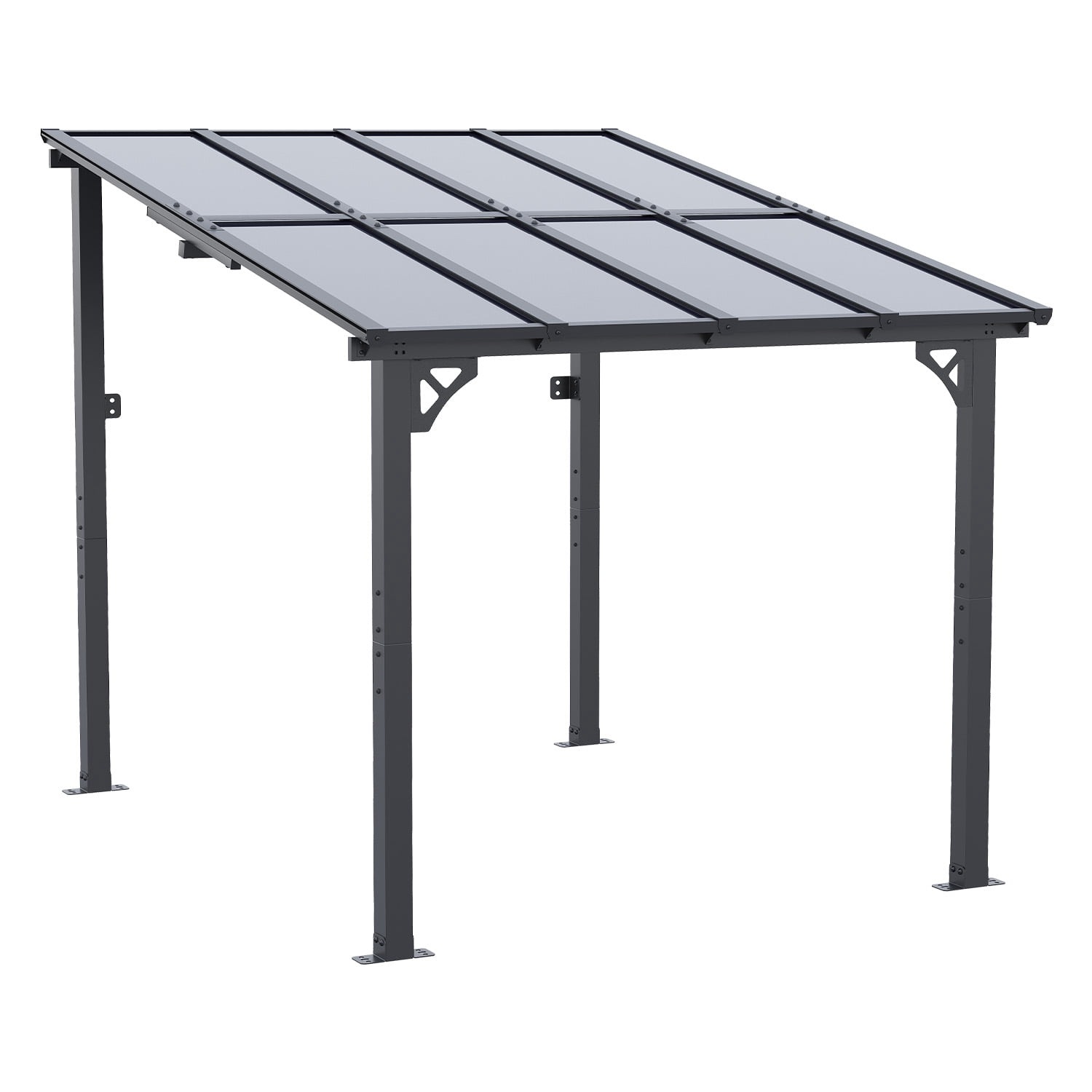 BaPiPro 8'x10' Hardtop Gazebo, Wall Mounted Lean-To Pergola for Patio, Aluminum Frame & Polycarbonate Roof, Waterproof Outdoor Canopy for Backyard, Porch, Deck