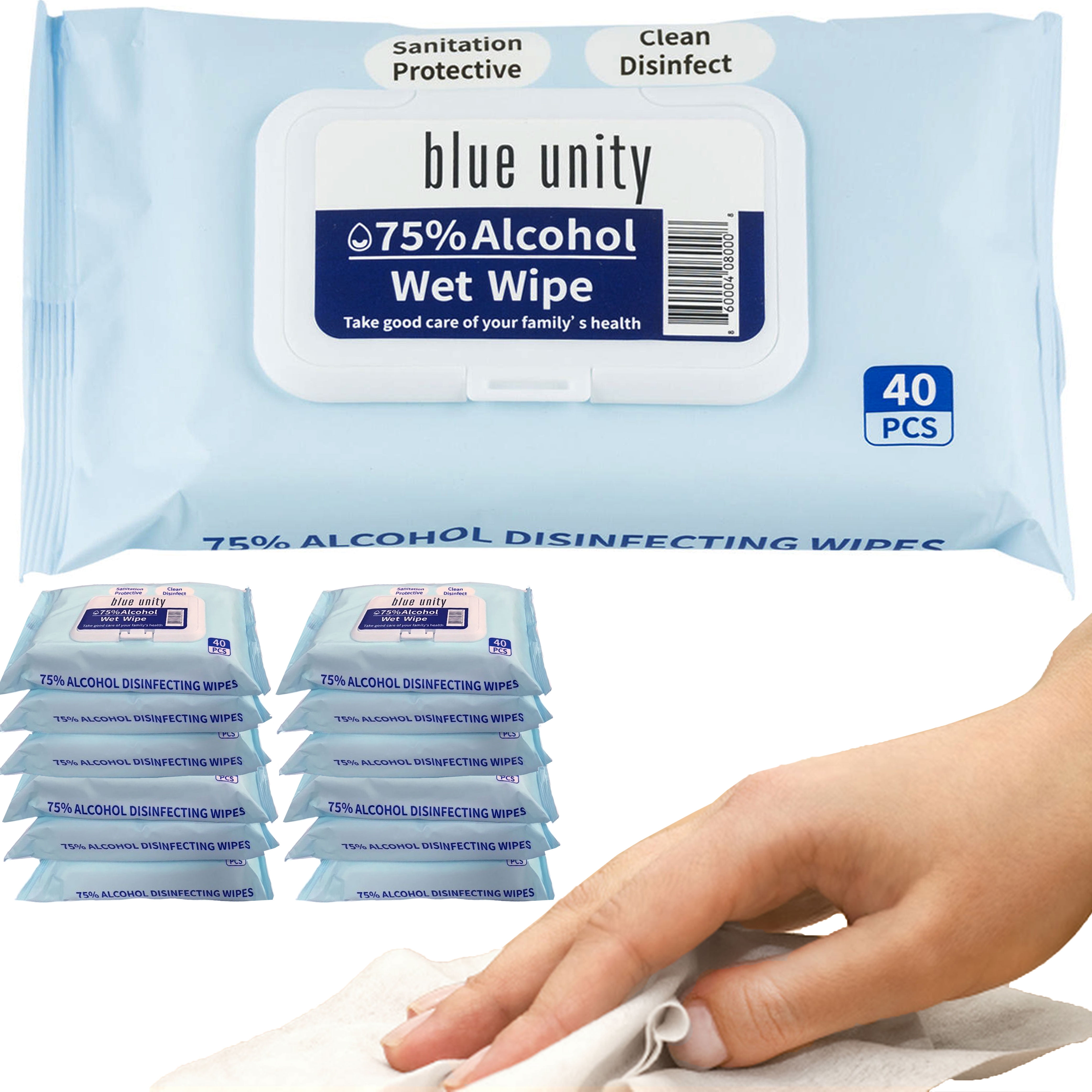 6 Pack Disinfectant Wipes 75% Alcohol Portable Wet Wipes for Personal Protection 