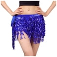 thumbnail image 3 of Tennis Skirts for Women Summer Skirt Sequin Fringe Nightclub Stage Fashion Women’s Sparkly Skirt for Party Performance Dark Blue One Size, 3 of 3