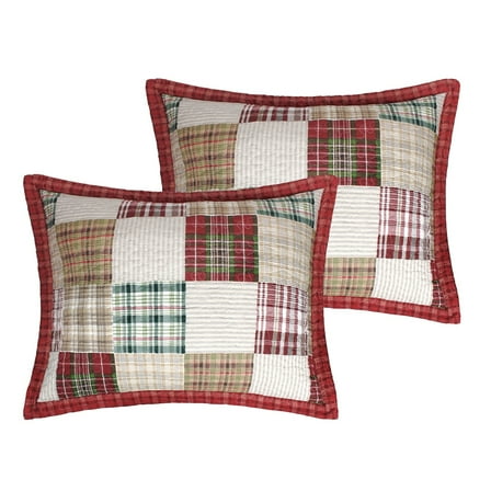 Benjara BM319648 36 in. Evi Quilted King Size Pillow Sham with Cotton Rich Fill - Red, Ivory & Green