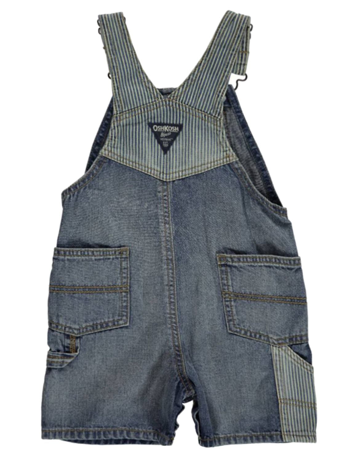 Blue Size 3-24 Months Ivory Oshkosh Bgosh Baby Boys Hickory Striped Soft Denim Knit Shortalls with Adjustable Straps