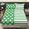 thumbnail image 2 of COEQINE Bed Sheets Set 3 Piece Full Size Bedding Sheet Set, Comfy Non-Slip Bedsheet & Pillowcases for Full Size Bed for Women Men for St. Patrick's Day Decor, Four Leaf Clover Green Stripes, 2 of 5