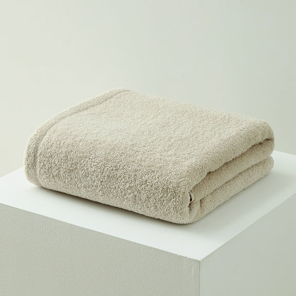 Zhuge 63x31.5inch Large Coral Fleece Bath Towel (Bath Sheet), Quick Dry Soft Bathroom Towel for Hotel, SPA, Bathroom, Pool, Beach & Gym, Beige