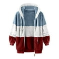 thumbnail image 4 of VISALY Womens Zip Up Hoodies Sweater Jacket Women's Coat Stitching Two Pocket Soft Hooded Pullover Sweatershirt Warm Artificial Wool Coat Outwear Casual Sweaters Fleece Hoodies Winter Sweaters Red Xxl, 4 of 5