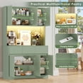thumbnail image 4 of Homfa 70.9'' Tall Kitchen Pantry Cabinet with Charge Station & Led Light, 3 Drawer Storage Cabinet with Adjustable Shelves, Green, 4 of 7