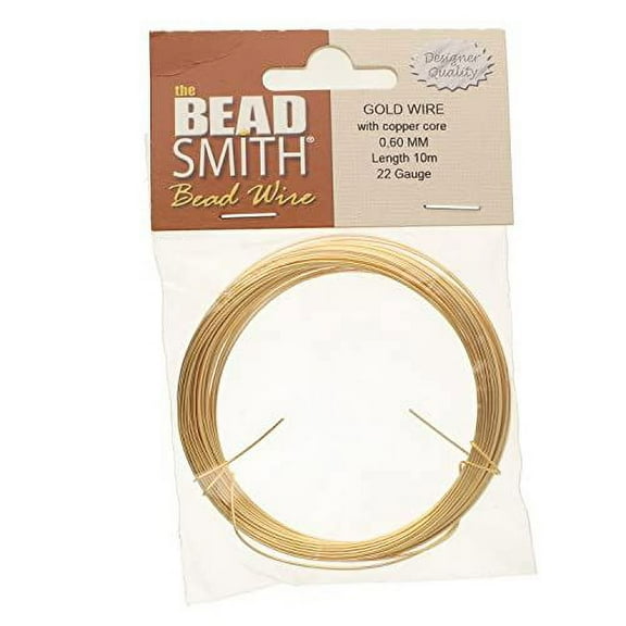 The Beadsmith Professional German Jewelry Wire – 0.6mm Diameter, 22 Gauge, 10 Meter Coil – 24K Gold Plated – Beading Wire Used to Jewelry