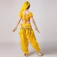 thumbnail image 7 of Kids Girls Belly Dance Halter Top Pants Costume Set Sequin Indian Dance Outfit with Head Veil Waist Chain and Bracelets, 7 of 7