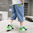 thumbnail image 5 of Gubotare Boys Bermuda Gradient Jeans Kids Vintage Elastic High Waist Washed Distressed Denim Shorts Teen Casual Y2k Jorts 5T 6T (Blue,5-6 Years), 5 of 6