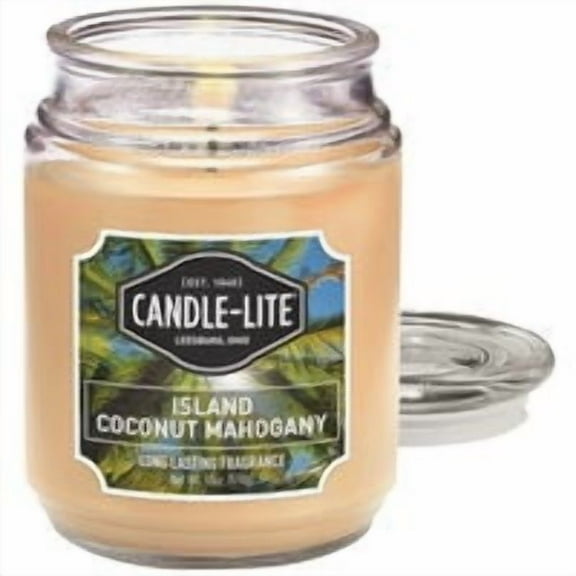 Candle-Lite 18 Oz. Everyday Island Coconut Mahogany Jar Candle 3297127