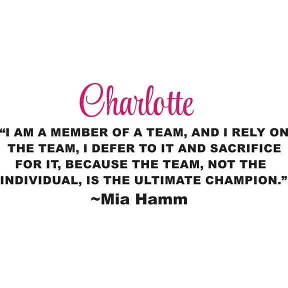 Personalized Name Vinyl Decal Sticker Custom Initial Wall Art Personalization Team Quote Sport Mia Hamm 12 Inches X 20 Inches