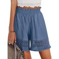 thumbnail image 5 of STARVNC Women Hollow Out Ruffle High Waisted Smocked Pocket Shorts, 5 of 7