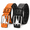 Black+Orange, variant on Men's Double Prong Belt, Big & Tall 39"-41" Waist, Textured PU Leather Belt with Breathable Elongated Slots, Adjustable Casual Work Belt for Jeans Work Pants, Black Dark Brown Orange, 3 Color