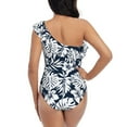 thumbnail image 5 of Cauagu Hawaiian Style Print Women's Sexy One Piece Swimsuits One Shoulder Ruffle Tummy Control Bathing Suit Slimming Swimwear-Large, 5 of 6
