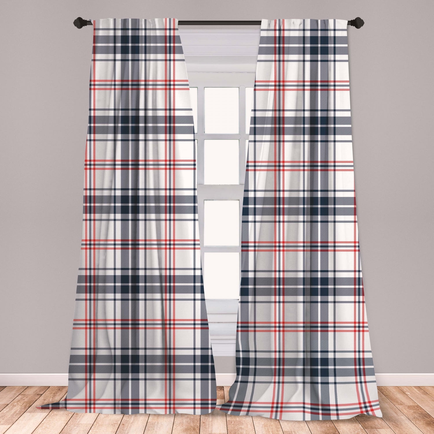 Plaid Curtains 2 Panels Set