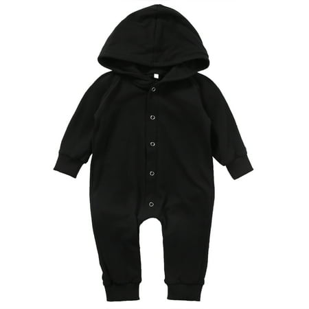 

Fanvereka Boys Girls Hooded Jumpsuit Solid Color Romper One-piece Clothes