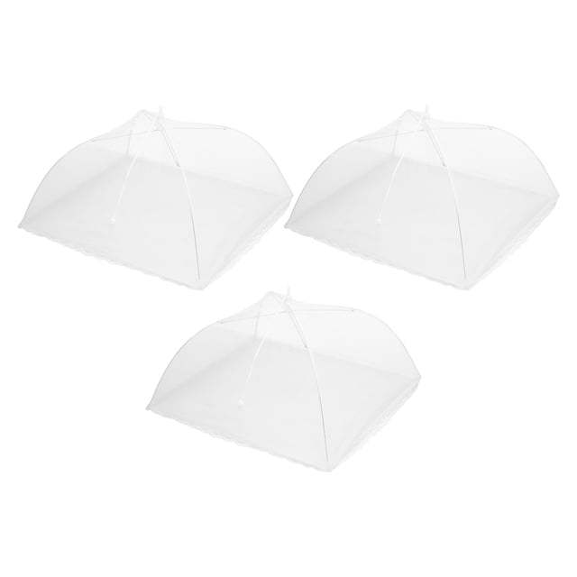 3 Pcs grandes y altos cubiertos de comida de 17" Cubiertas de comida de malla para exteriores, cubiertas de protección de alimentos colapsables, blancas