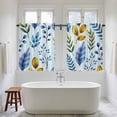 thumbnail image 4 of Blue Yellow Leaves Kitchen Curtain for Berdoom Living Room Cafe 45 Inch Length, Spring Botanical Leaf Farmhouse Watercolor Tiers Curtains Light Filtering Drapes Window Treatment 2 Panels 52"Wx45"L, 4 of 8