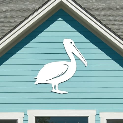 Outdoor Pelican Wall Art – Coastal Beach House Decoration – Weatherproof PVC Seaside Bird Accent for Cottage, Fence, Shed, Indoor Outdoor (3 Foot)