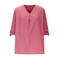 thumbnail image 6 of DHFJKG Womens V Neck T Shirts Loose Fit Solid Color Short Sleeve Basic Tee Comfortable Summer Beach Shirt Versatile Tops, 6 of 6