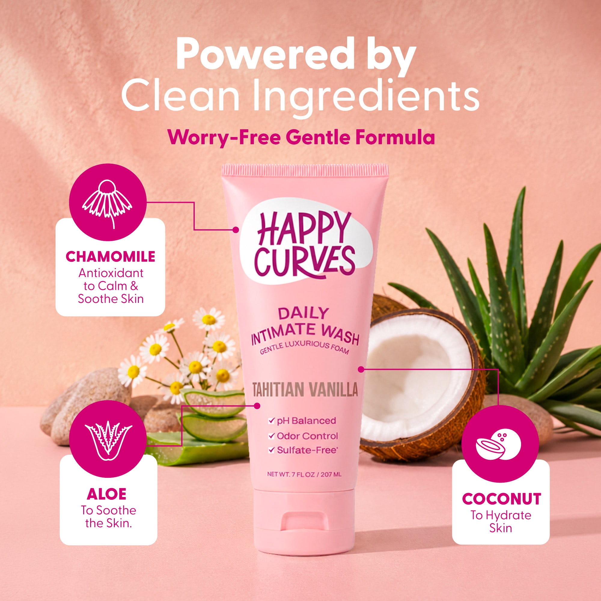 Happy Curves Feminine Intimate Wash, Tahitian Vanilla, 7 fl oz