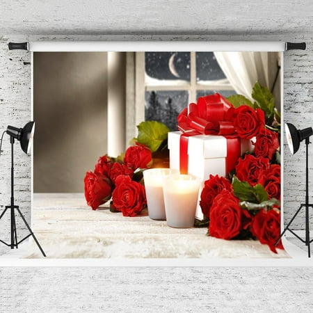 Image of MOHome 7x5ft Valentine s Day Rose Gift Box Backdrop Candle Romantic Theme Background for Lover Photo Studio Props