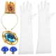 thumbnail image 3 of KAKOWELY 1 juego de accesorios para disfraz de princesa, accesorio para disfraz de cosplay, guante de princesa, pendiente, disfraz de fiesta, broche de princesa para disfraz de cosplay., 3 of 5