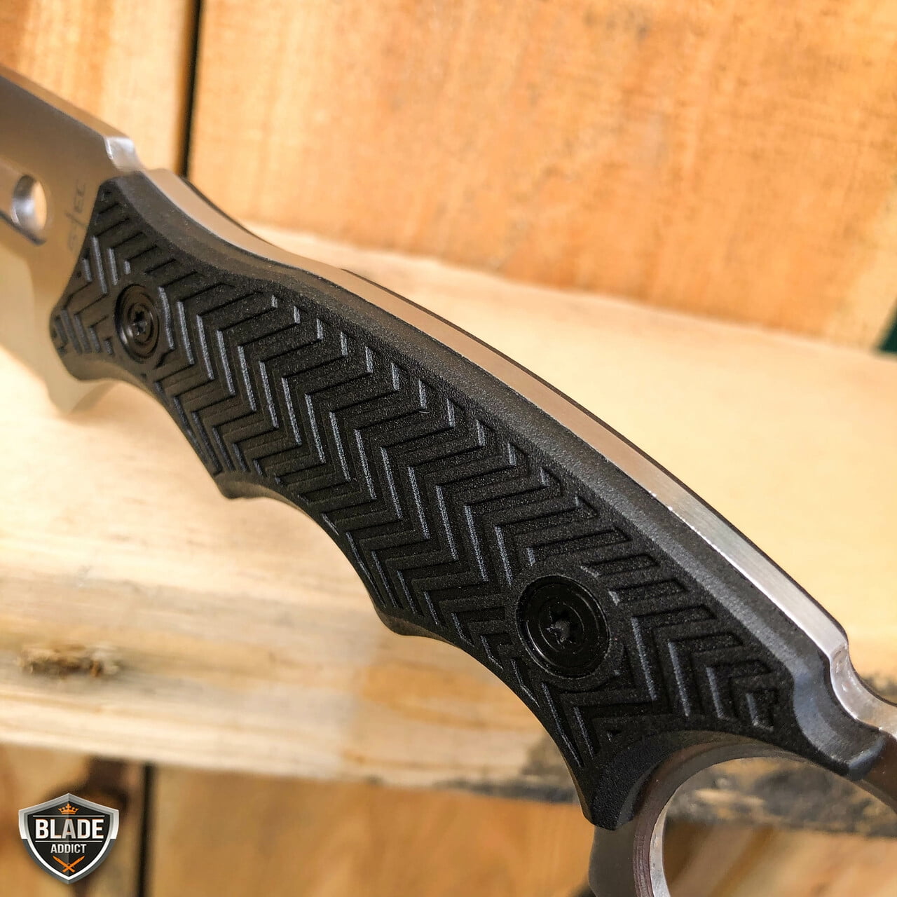 8.5" Fixed Blade Hunting Knife with Paddle ABS Belt Loop Holster Sheath