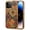 Yellow, variant on for iPhone 17Pro Cork Wood Phone Case Luxury Gold Plating+ Flower Floral Printed Back Cover, Hidden Folding ID Credit Card Holder Slot, Kickstand Support