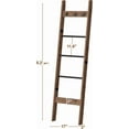 thumbnail image 3 of 5ft Blanket Ladder for Living Room, 5-Tier Decorative Quilt Rack with 3 Removable Hooks, Farmhouse Throw Blanket Holder Shelf for Bedroom, Natural Wood and Black, 3 of 13