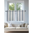 thumbnail image 4 of Blue Gray Striped Tier Curtains 36 Inch Length, Sheer Curtains for Bedroom Living Room Window Farmhouse Stripe Art Rod Pocket Voile Drapes Kitchen Curtains Small Half Window 27.5"x36" 2 Panels, 4 of 6