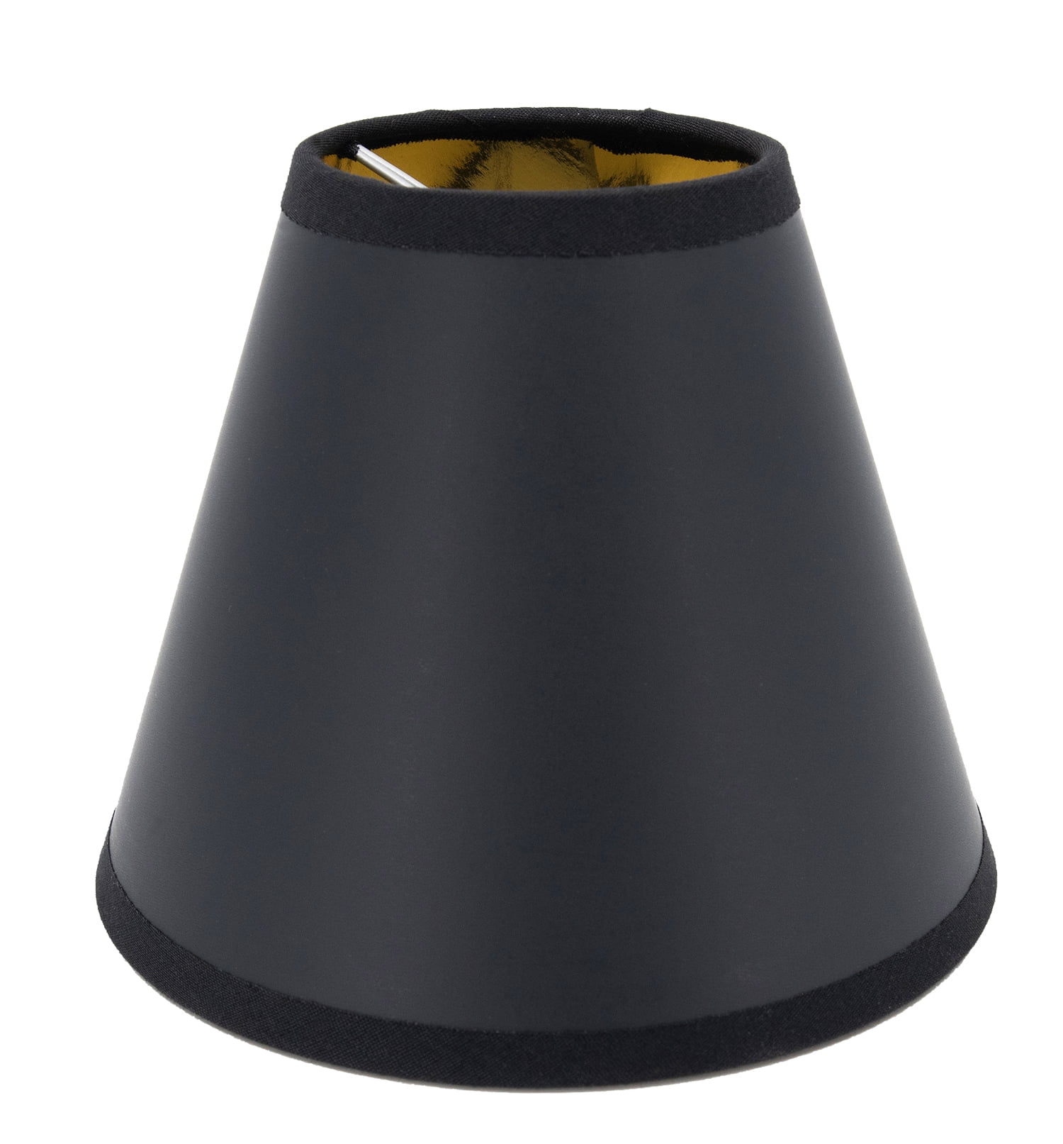 MERIVILLE Set of 6 Black Paper with Gold Liner Chandelier Lamp Shades, Designed for Candelabra Bulbs with Easy Clip-On Fitter, 3" X 6" X 5", 6-Pack