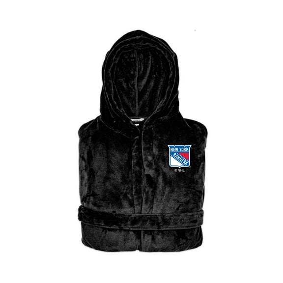 Unisex ISlide Black New York Rangers Phantom Hooded Bathrobe
