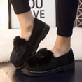 thumbnail image 4 of Zapatos de algodón Zapatos de mujer Otoño e invierno Zapatillas de algodón con forro polar cálido Zapatos de piel Estilo coreano Zapatillas bajas planas sin cordones, 4 of 6